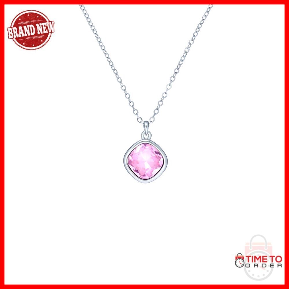 Silver Tone Crystal Pendant Necklace, Adjustable Chain, Day to Night